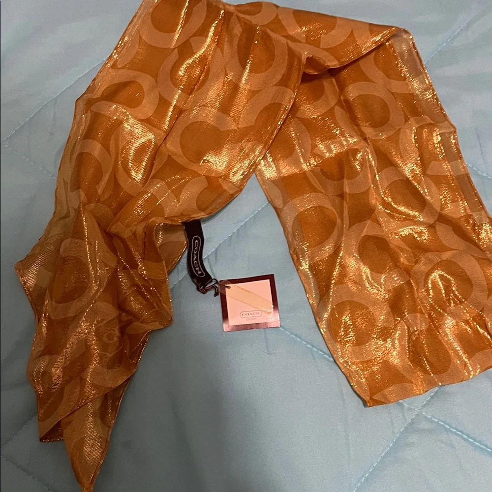 Coach Metallic Gold Women's Scarf - Picture 4 of 4